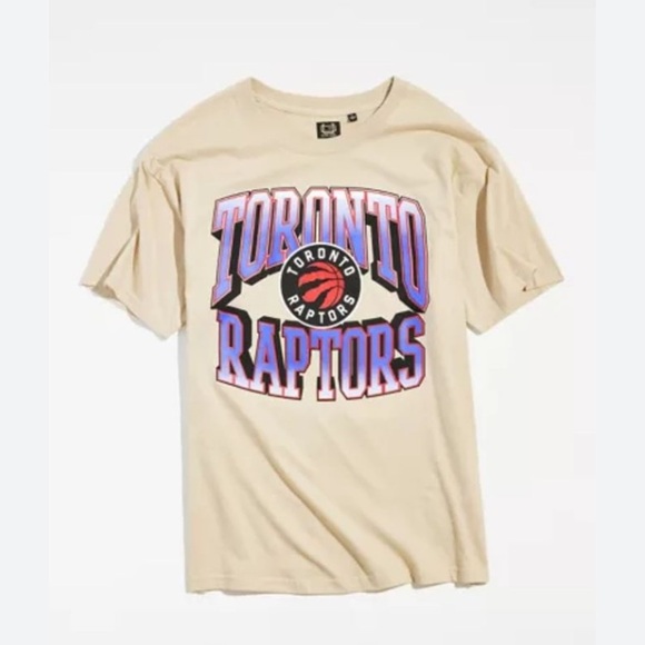 ULTRA GAME Urban Outfitters Toronto Raptors Beige Big Logo Tee - size Large - Picture 1 of 5